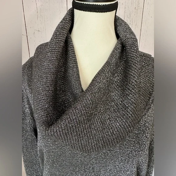 MICHAEL Michael Kors Metalic Black & Silver Cowl Neck Women’s Sweater Size XL - Picture 5 of 12
